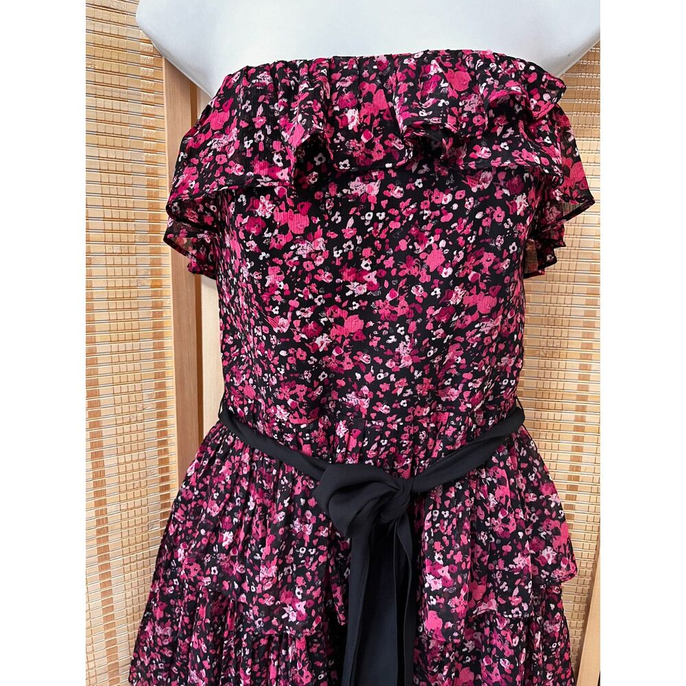BMWH size 10 Ruffled floral Strapless Dress